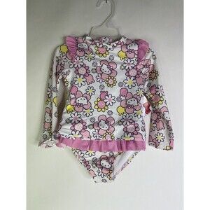 Sanrio Hello Kitty Rash Guard Top Bottoms Matching Swim Set Swimwear Girls 2T